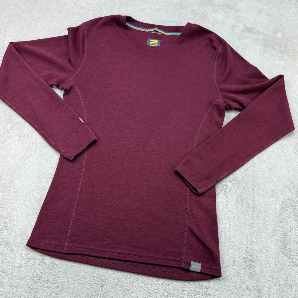 MERIWOOL Layers Base Layer Women L Burgundy 100% Merino Wool 250g Midweight Top
